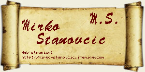Mirko Stanovčić vizit kartica